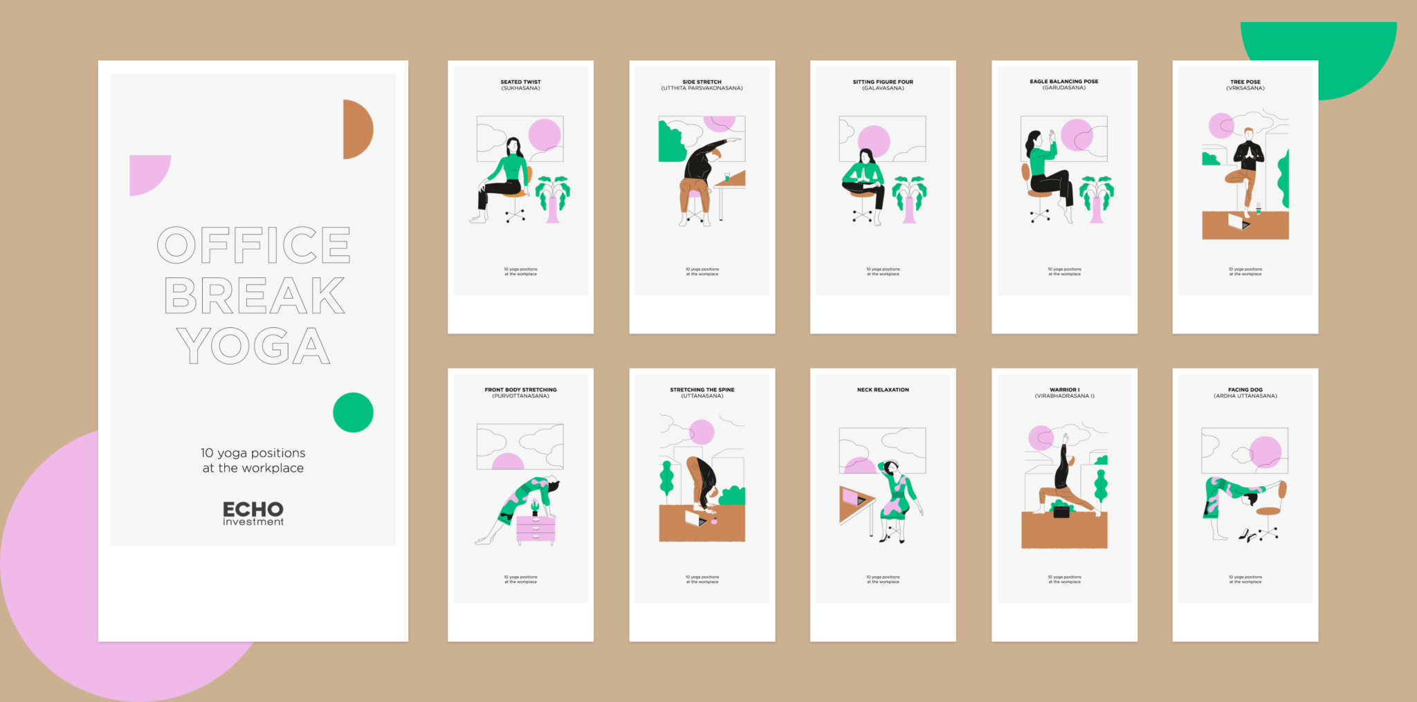 Office Yoga creative production by e1 Collective property marketing agency